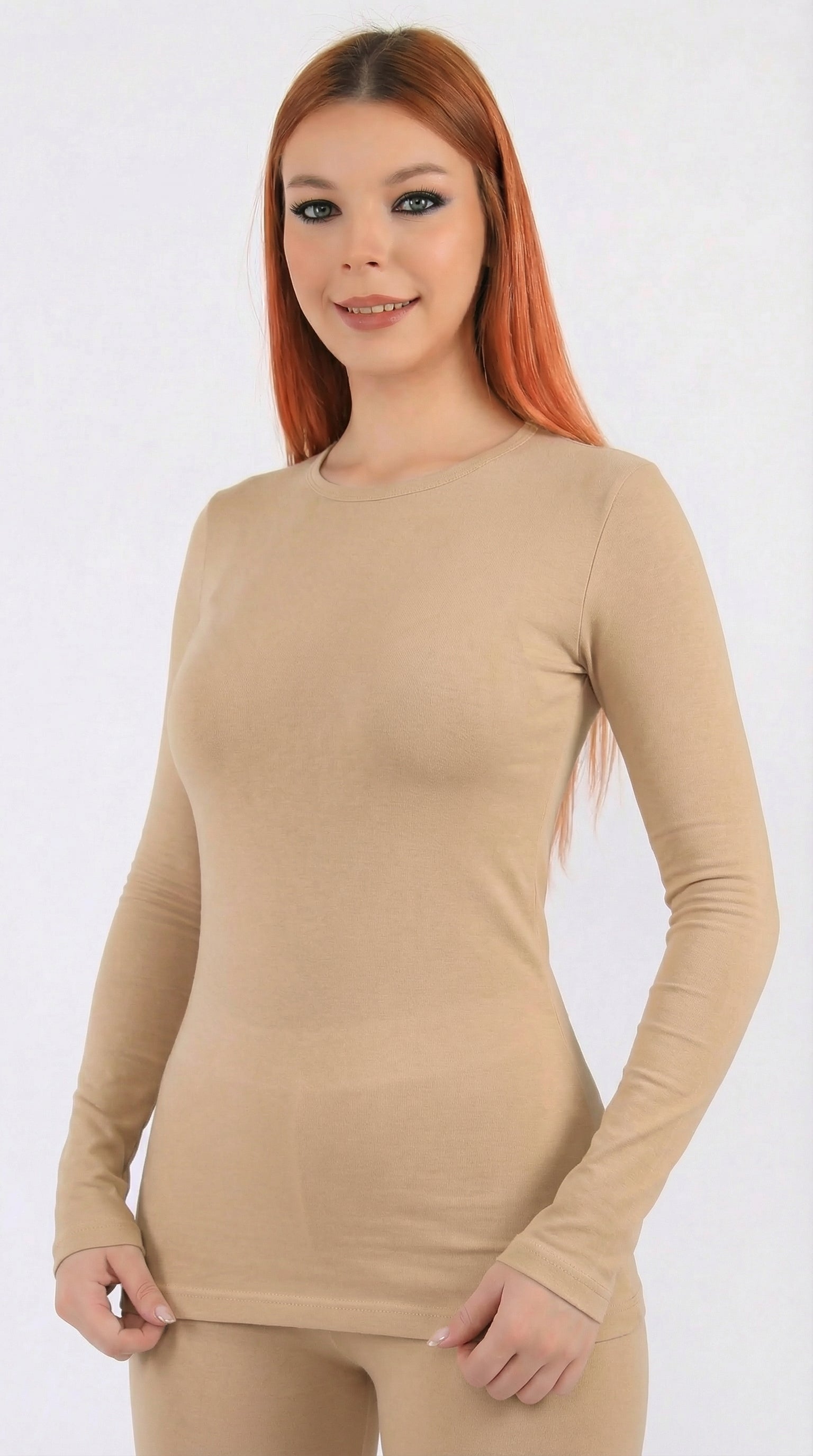 اندر شيرت نسائي كم طويل قطن استرتش