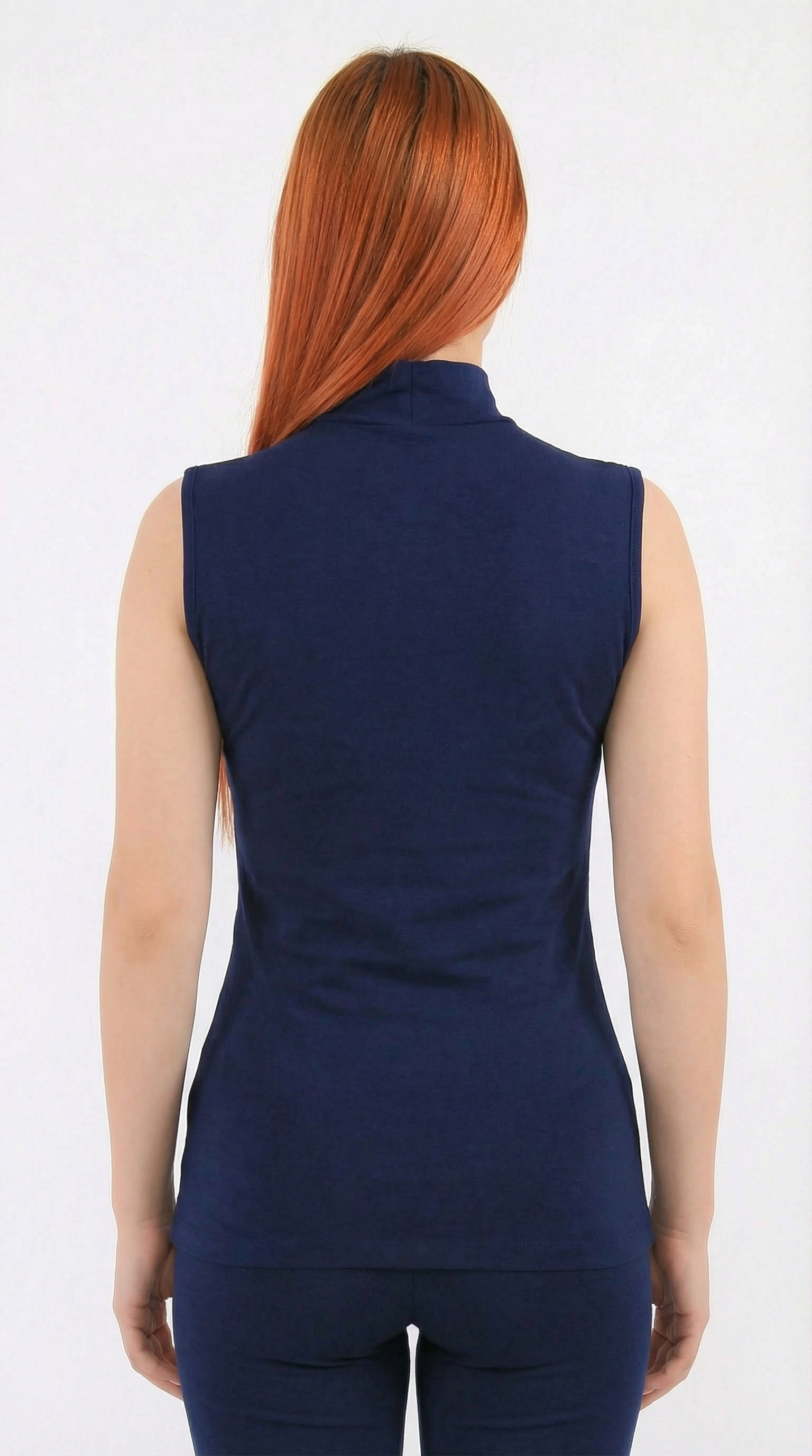 (6 قطع)توب نسائي رقبة عالية بدون اكمام-كحلى