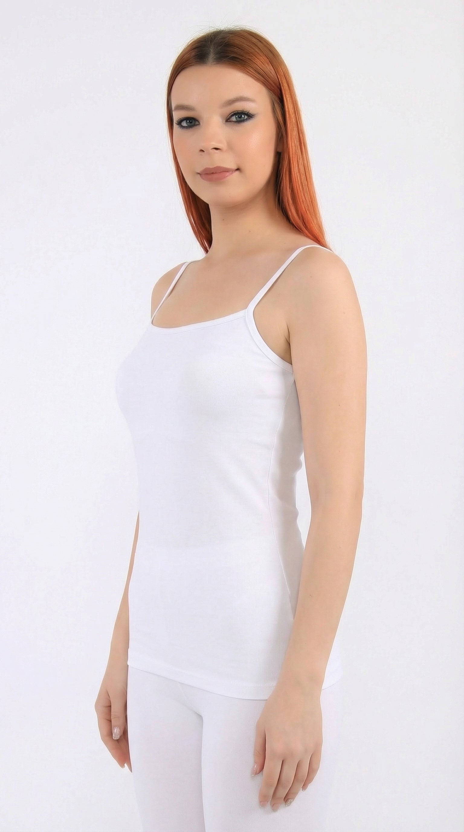 فانيلة نسائية حمالات رفيعة قطن استرتش