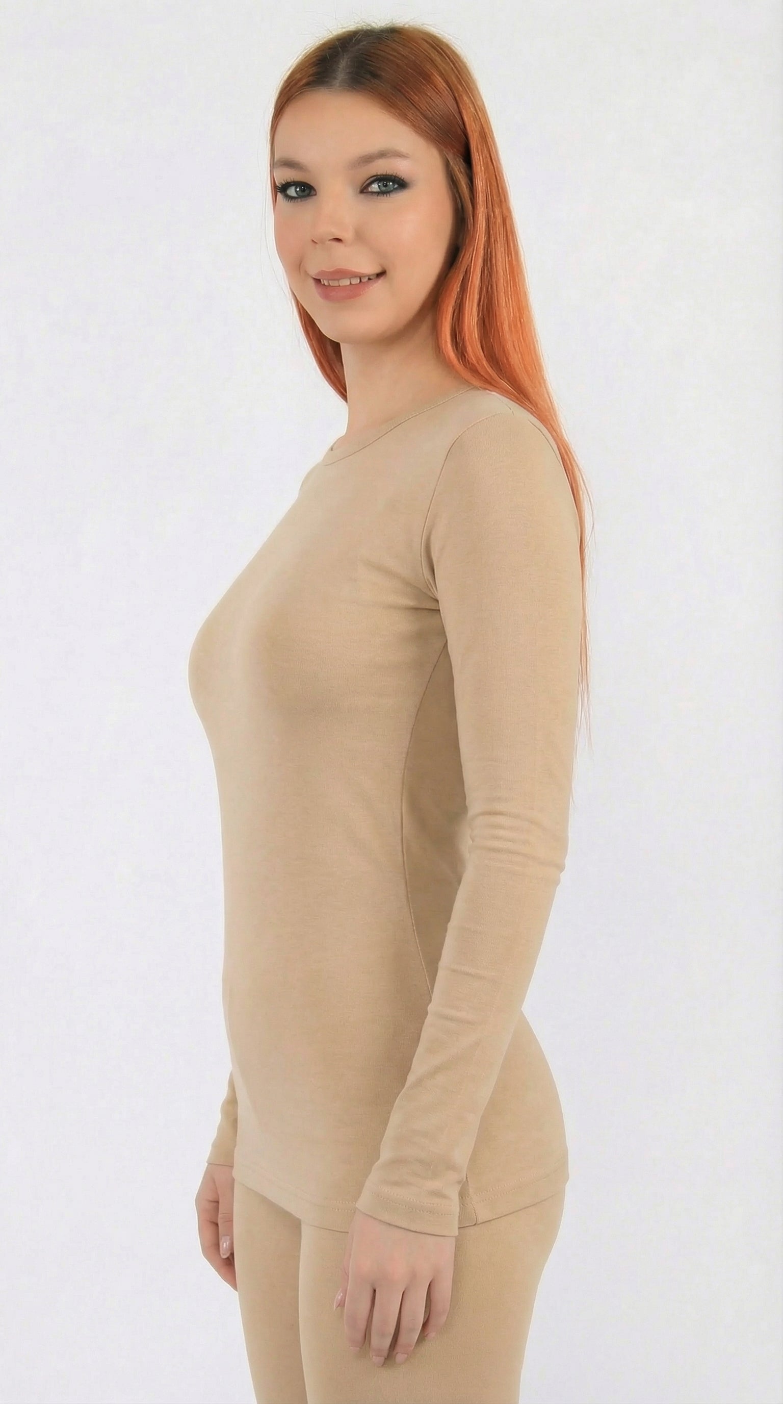 اندر شيرت نسائي كم طويل قطن استرتش