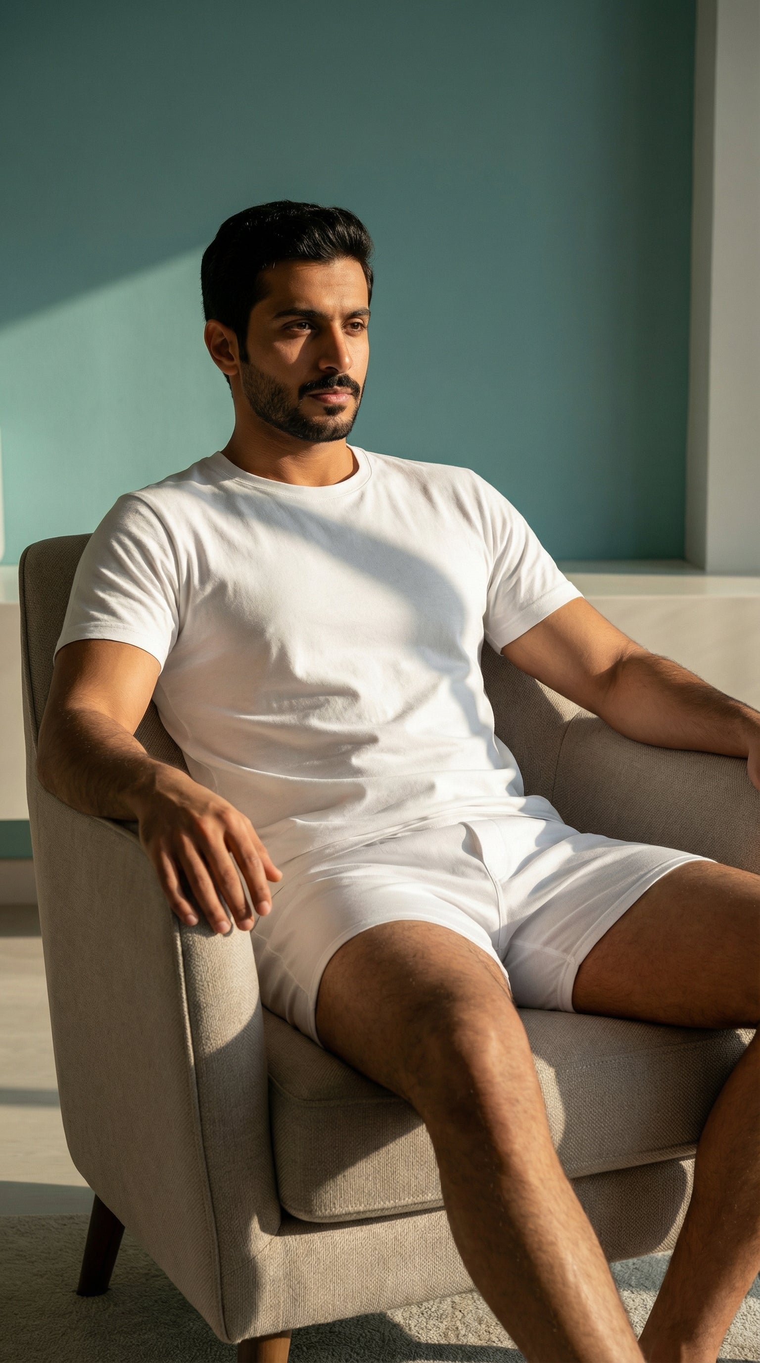 (6 قطع)فانلة نص كم قطن-ابيض