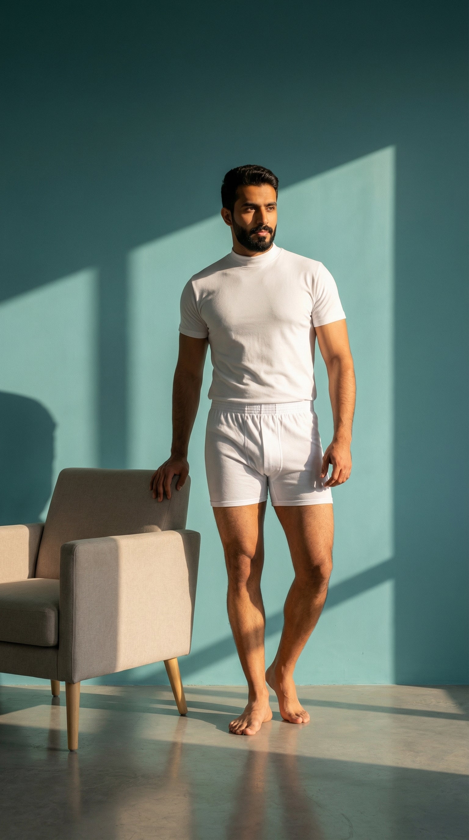 فانلة نصف كم قطن رقبة خناقى -ابيض(6 قطع)