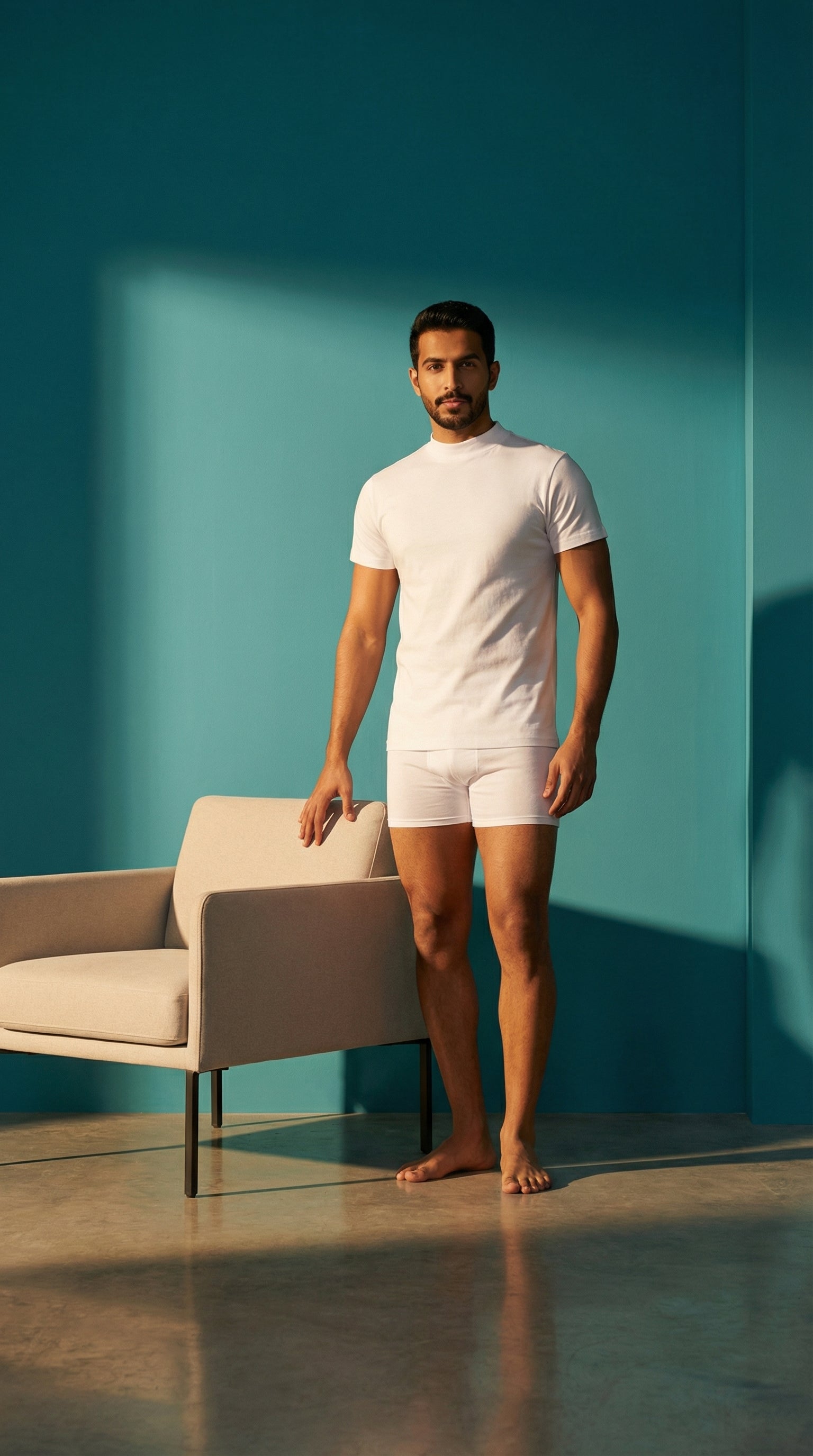 فانلة نصف كم قطن رقبة خناقى -ابيض(6 قطع)