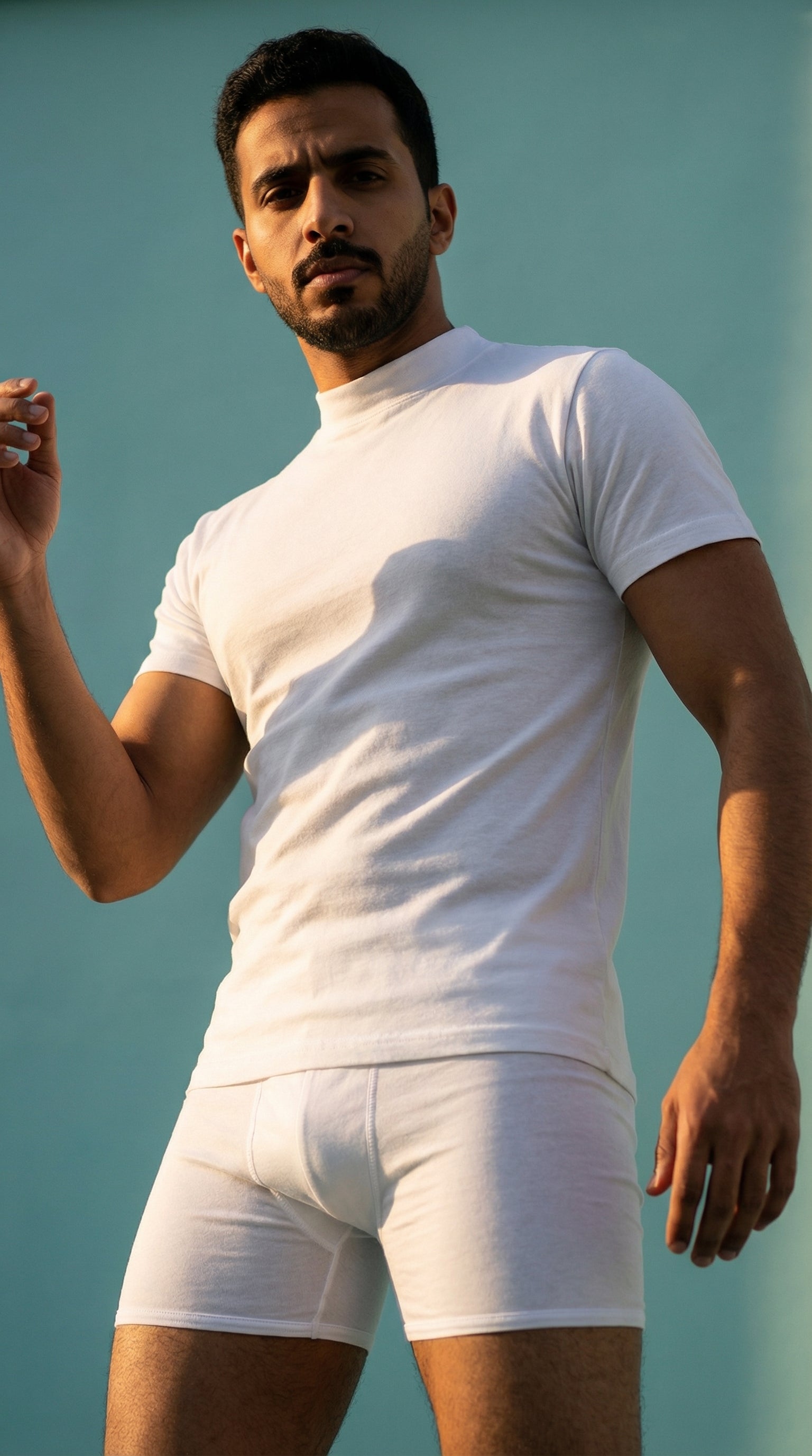 فانلة نصف كم قطن رقبة خناقى -ابيض(6 قطع)