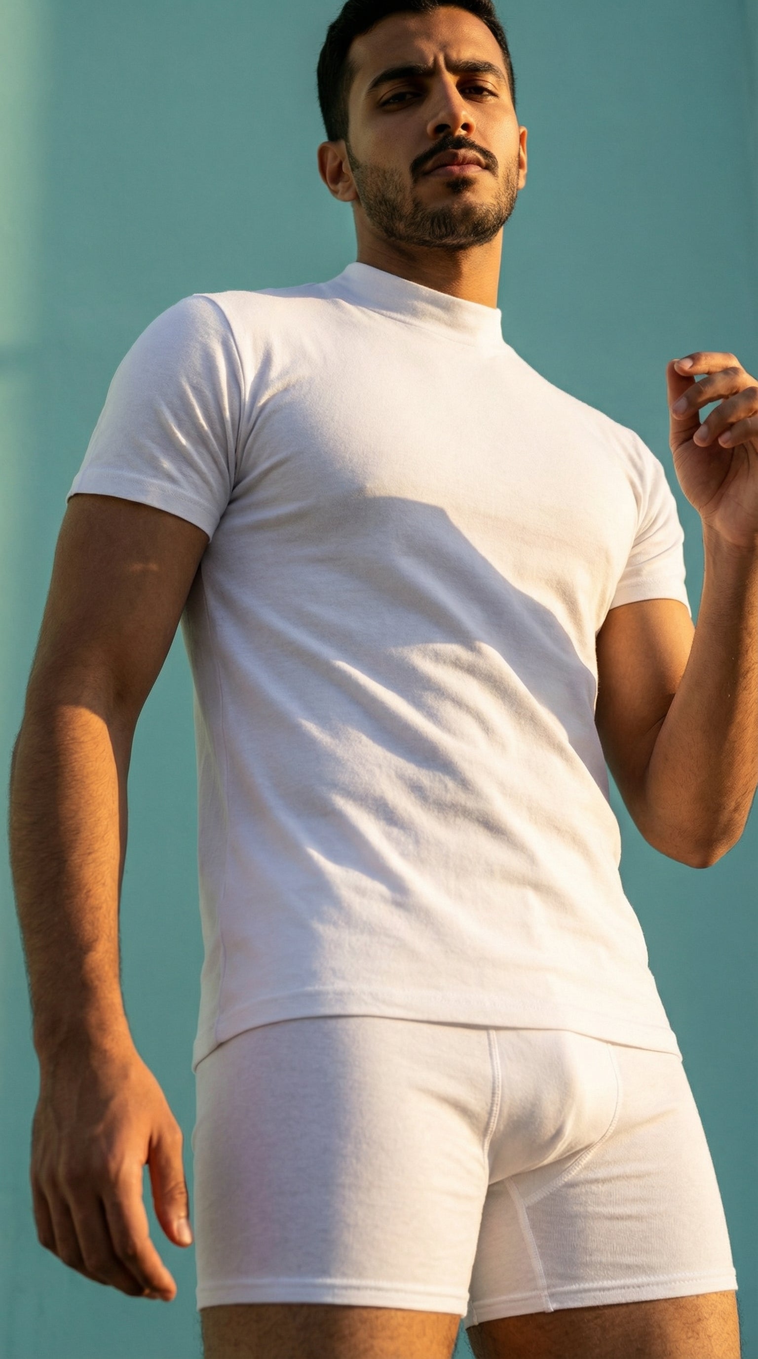 فانلة نصف كم قطن رقبة خناقى -ابيض(6 قطع)