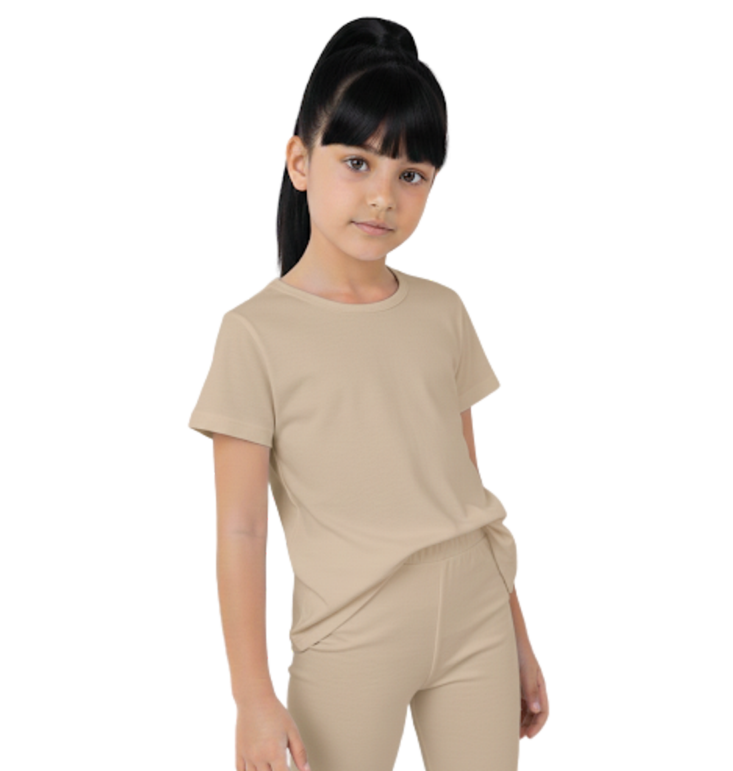 تيشيرت بناتي نص كم قطن استرتش