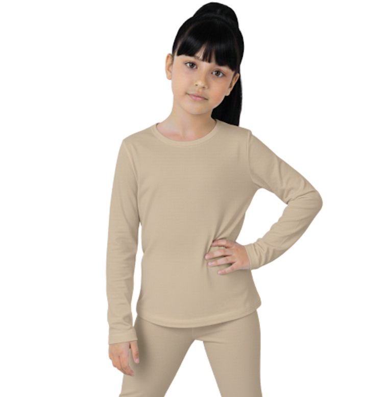 فانيلة بناتي كم طويل قطن استرتش